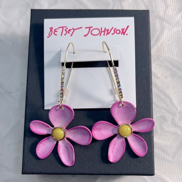 🚨🧾SOLD🧾🚨🌸 Betsey Johnson Gold Shepherds Hook Style Daisy Earrings - Picture 4 of 10